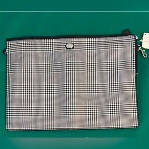 Coach Black and White Glen Plaid Zip Laptop Sleeve Coach Monochrome Checkered